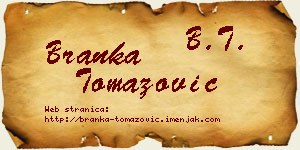 Branka Tomazović vizit kartica